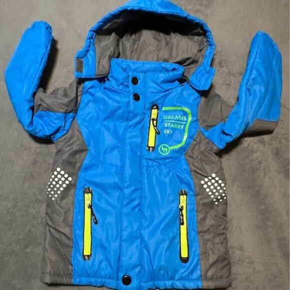 NEW Boys Blue/Gray Hooded Winter Coat (Size: 6) - Picture 6 of 6